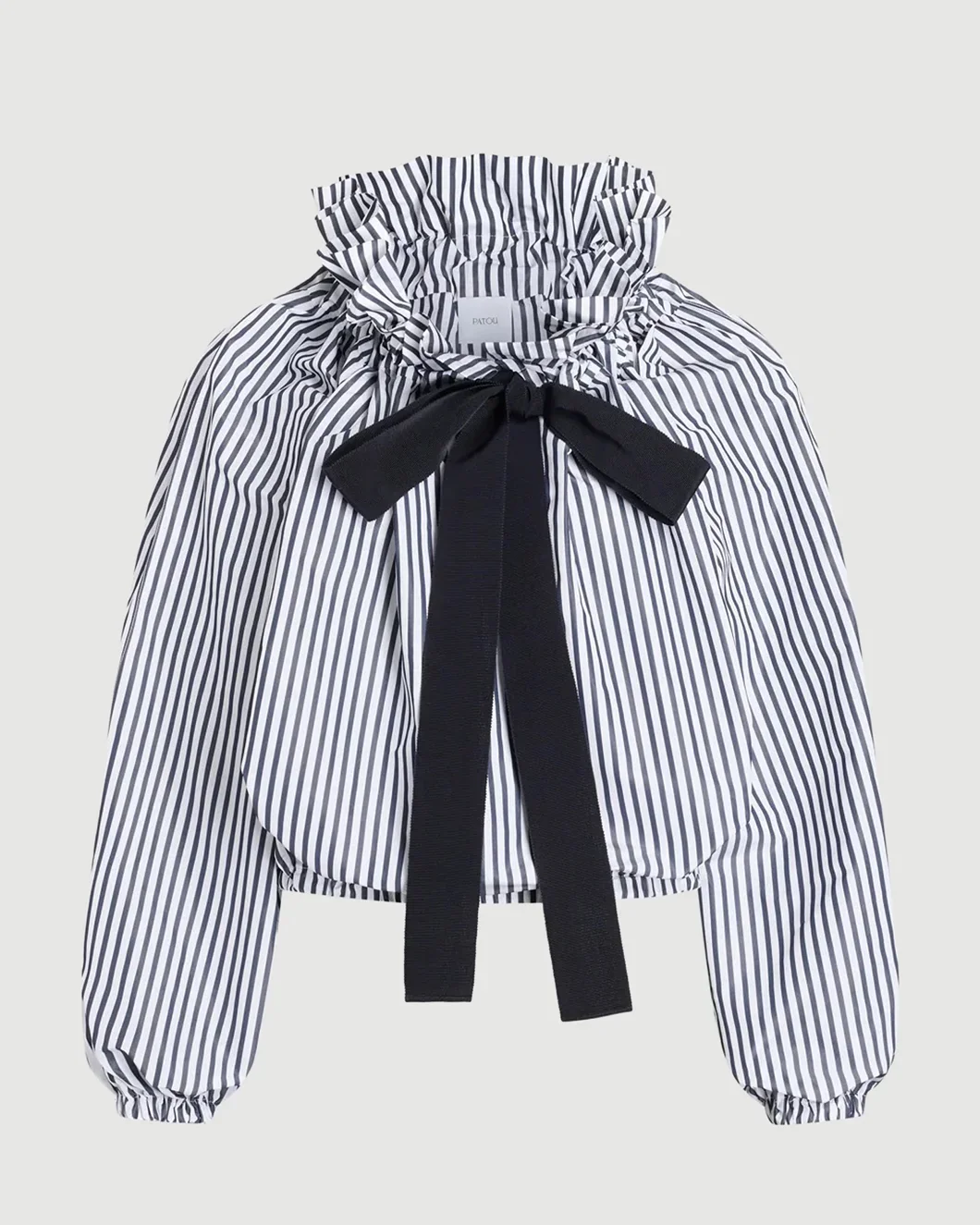 Recycled Faille Long Sleeve Crop Top