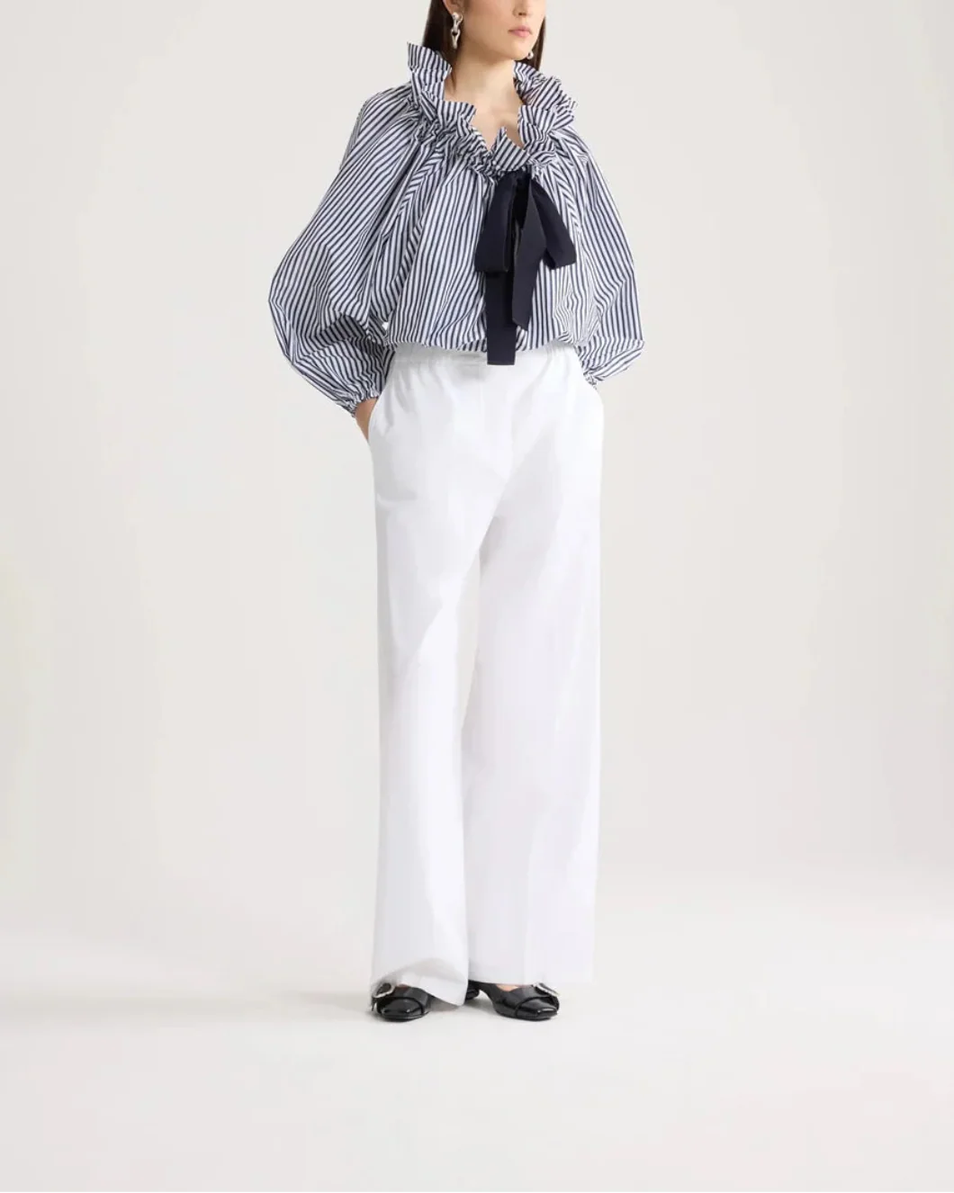 Recycled Faille Long Sleeve Crop Top - Image 2