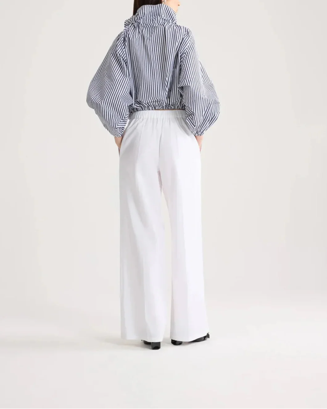 Recycled Faille Long Sleeve Crop Top - Image 4