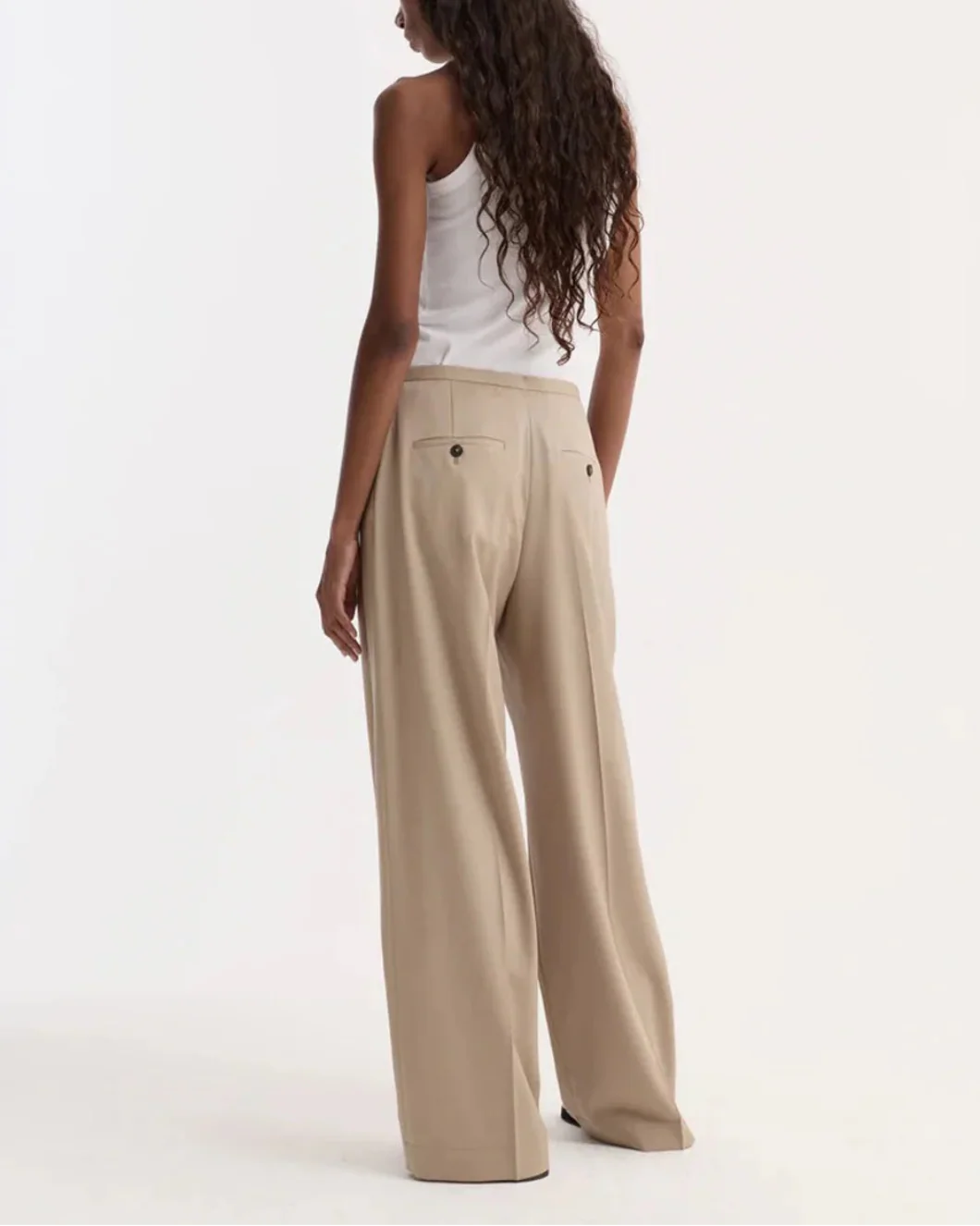 Relaxed Drawstring Trousers Beige - Image 4