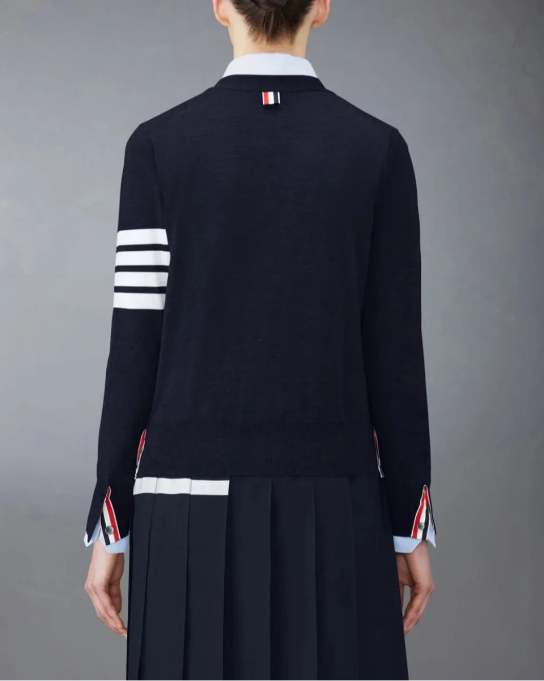Wool Relaxed 4-Bar V-Neck Cardigan - Image 3