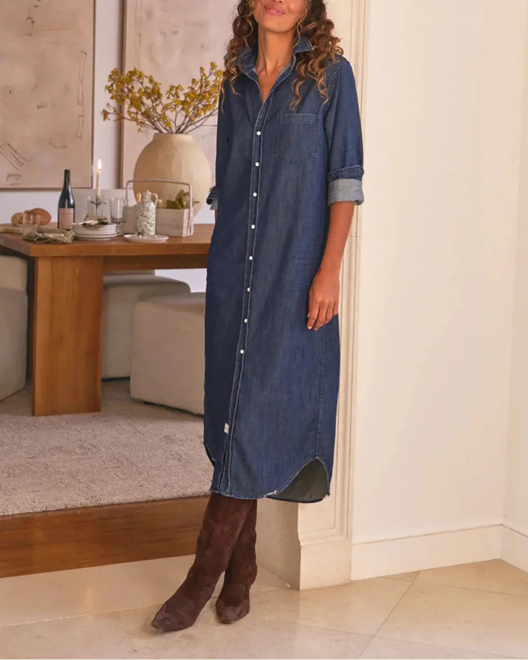 Rory Maxi Shirtdress Vintage Dark Wash - Image 2