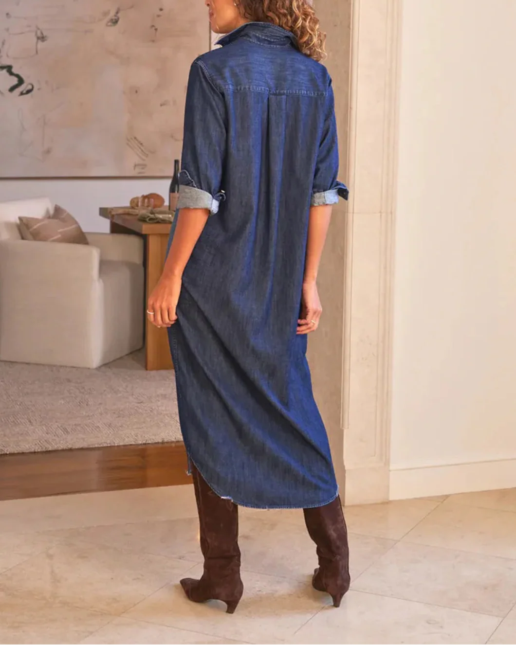 Rory Maxi Shirtdress Vintage Dark Wash - Image 4