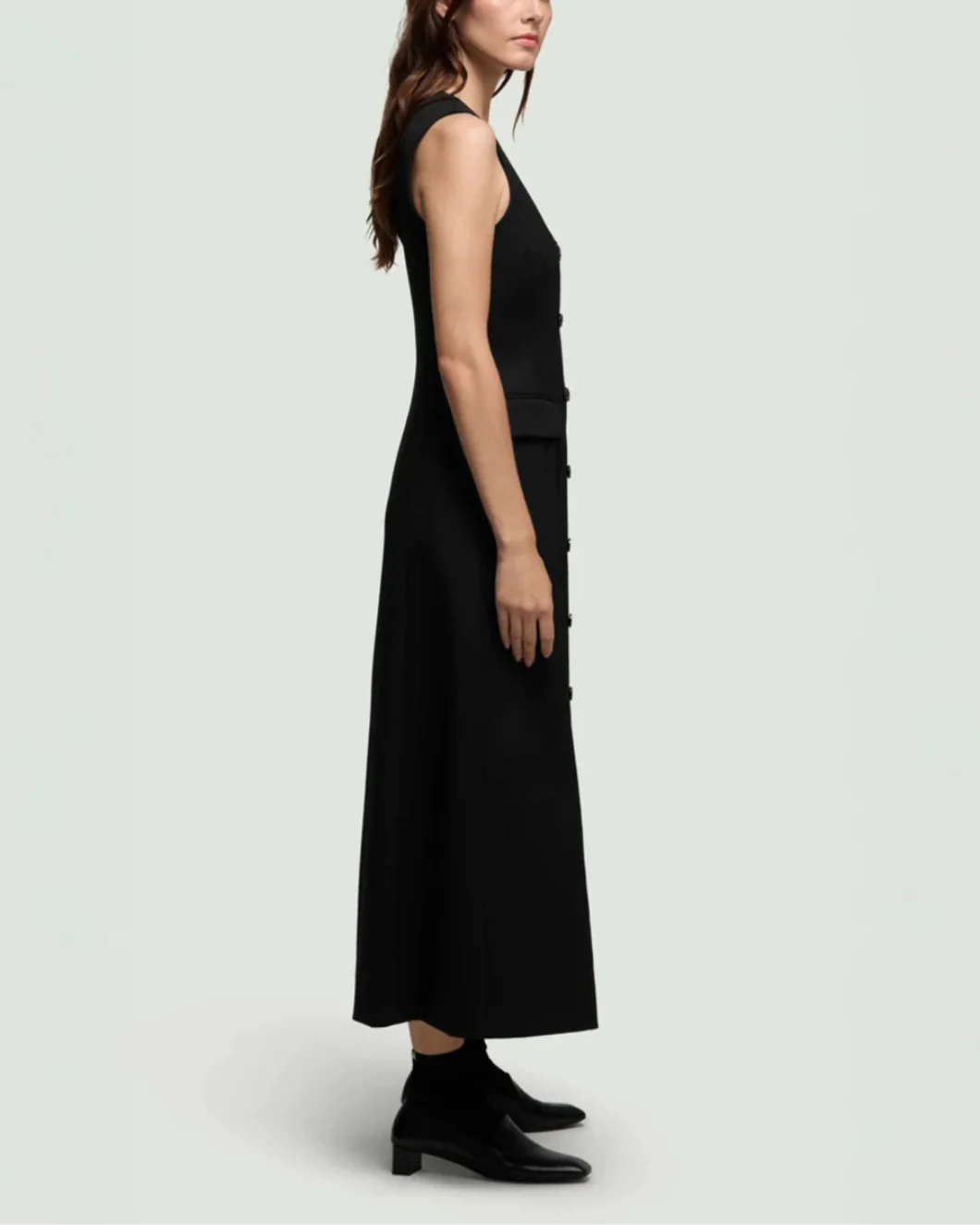 Scoop Neck Double Breasted Dress - Image 3