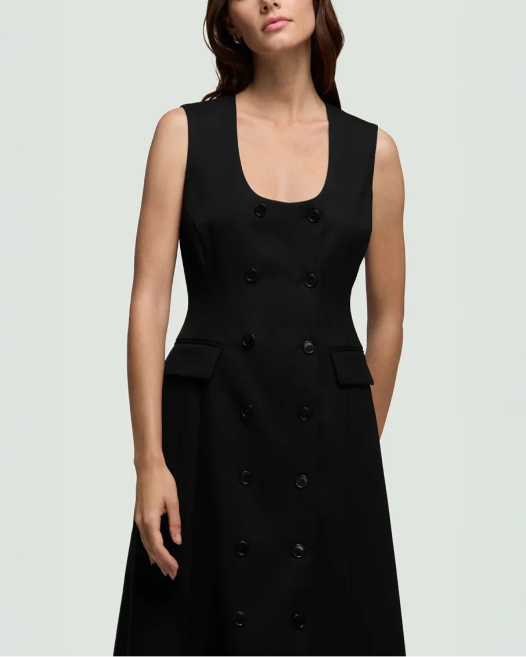 Scoop Neck Double Breasted Dress - Image 5