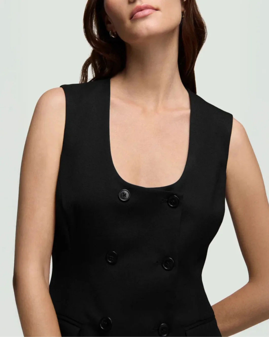 Scoop Neck Double Breasted Dress - Image 6