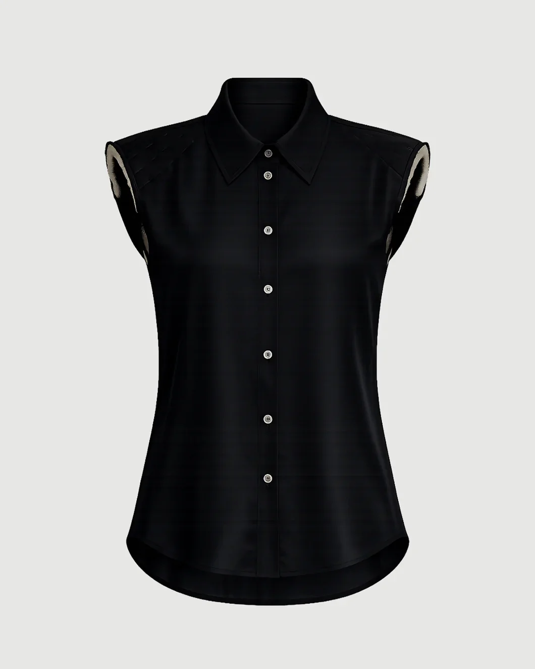 Shouldered Silk Shirt Black