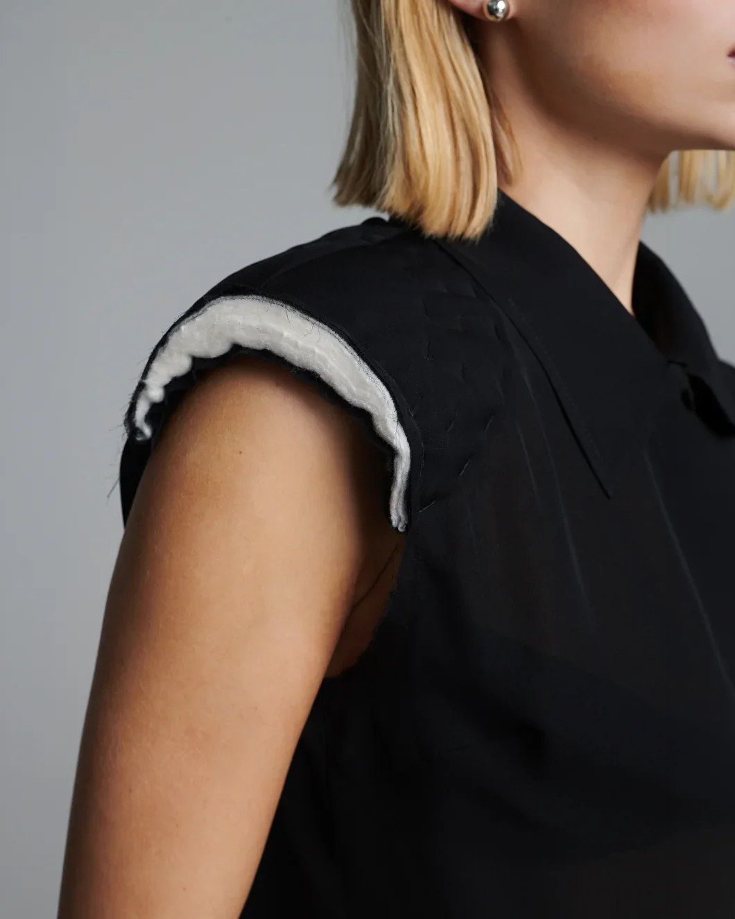 Shouldered Silk Shirt Black - Image 10