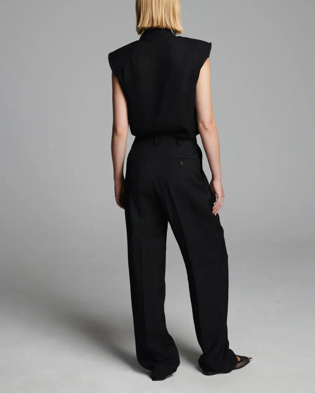 Shouldered Silk Shirt Black - Image 4