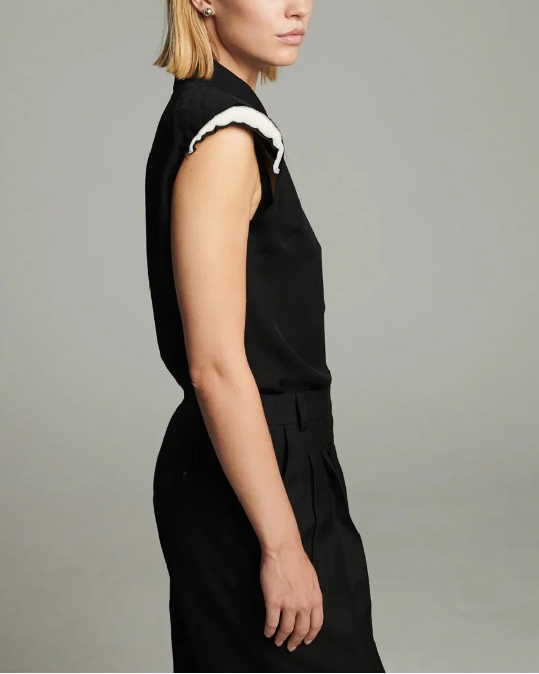 Shouldered Silk Shirt Black - Image 8