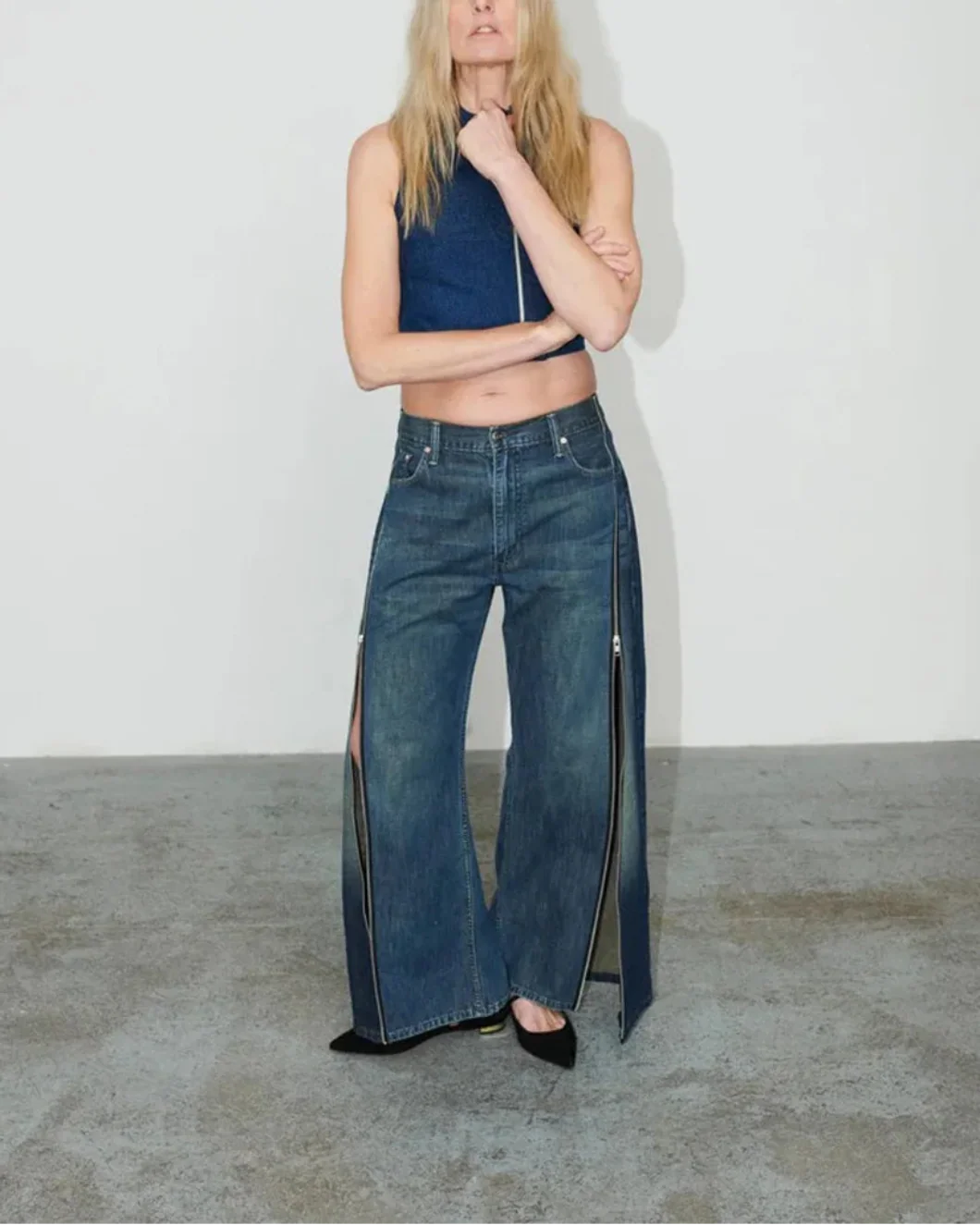 Siouxie Wide Leg Zip Jeans - Image 6