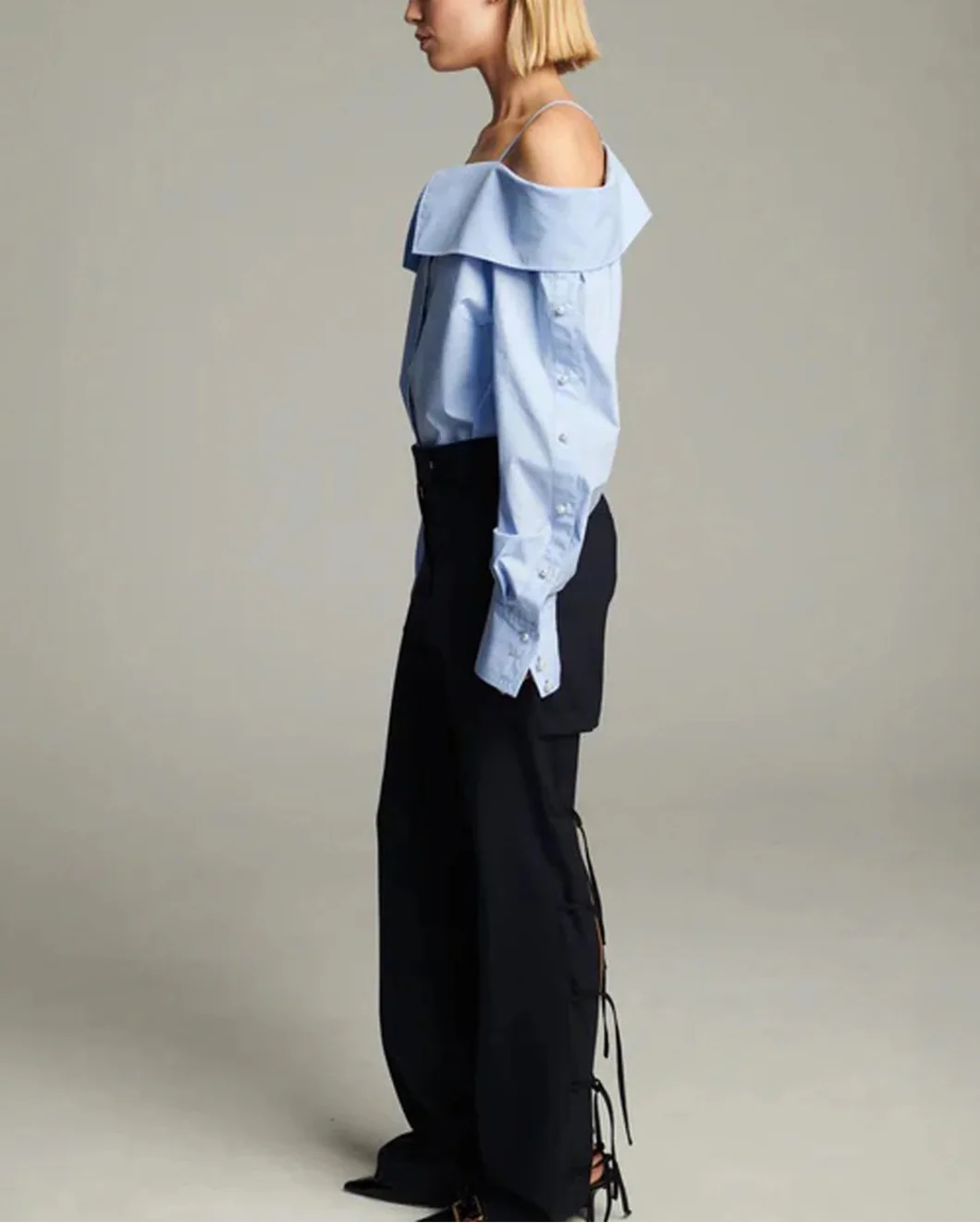 Snap Spaghetti Strap Shirt - Image 3