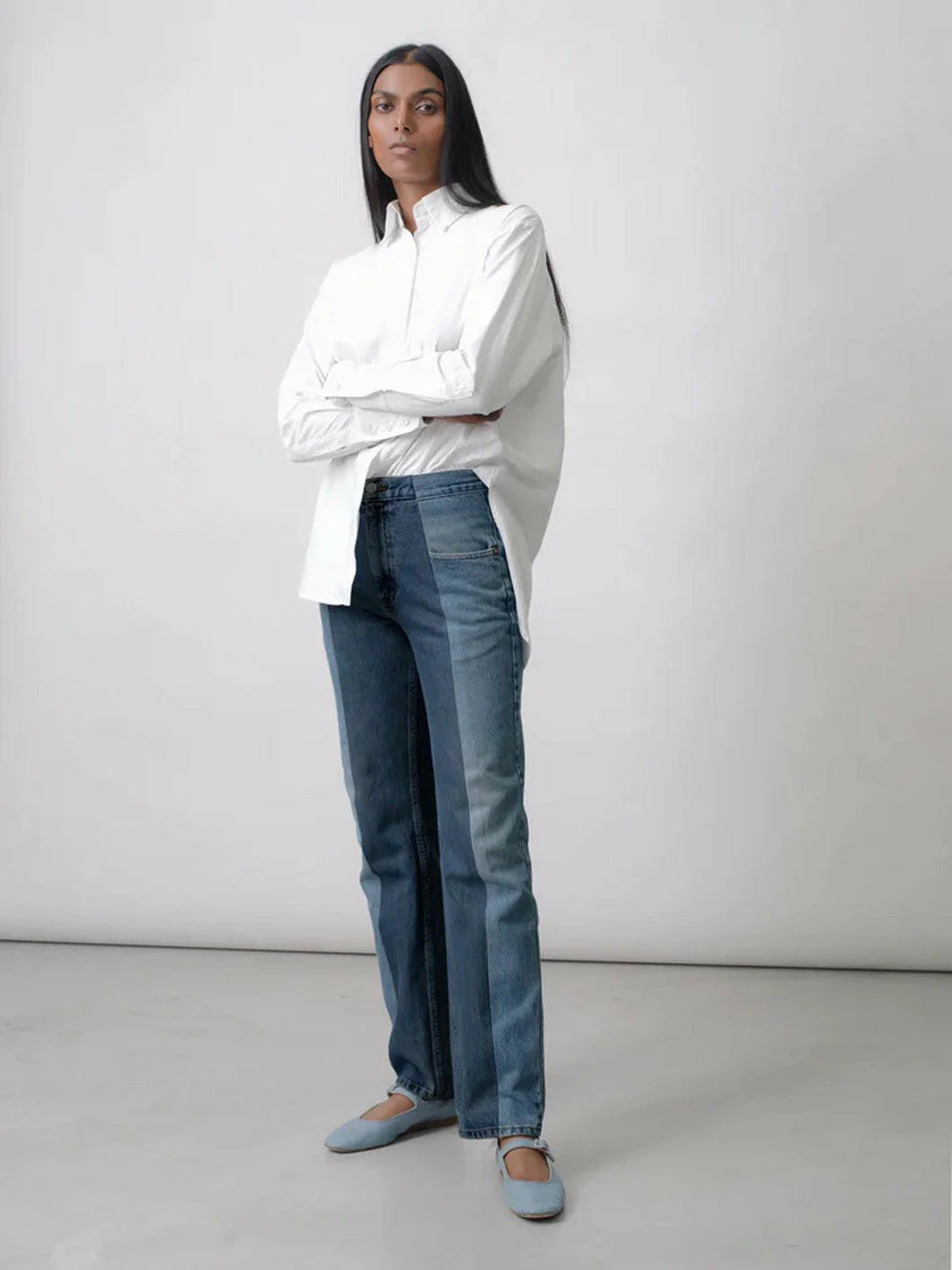 Mid Dark Blue Stovepipe Jeans - Image 3