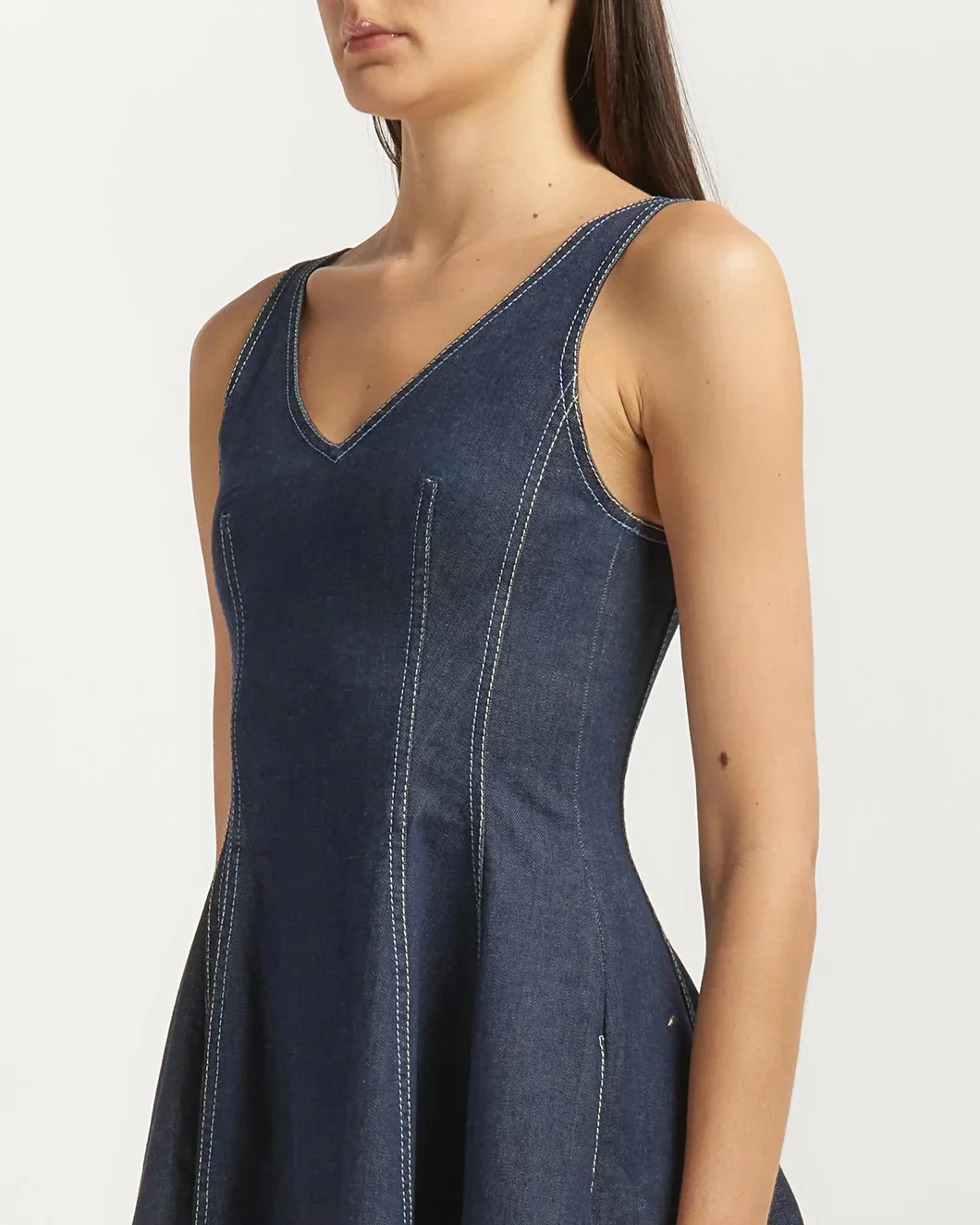 Stretch Denim Midi Balloon Dress - Image 3