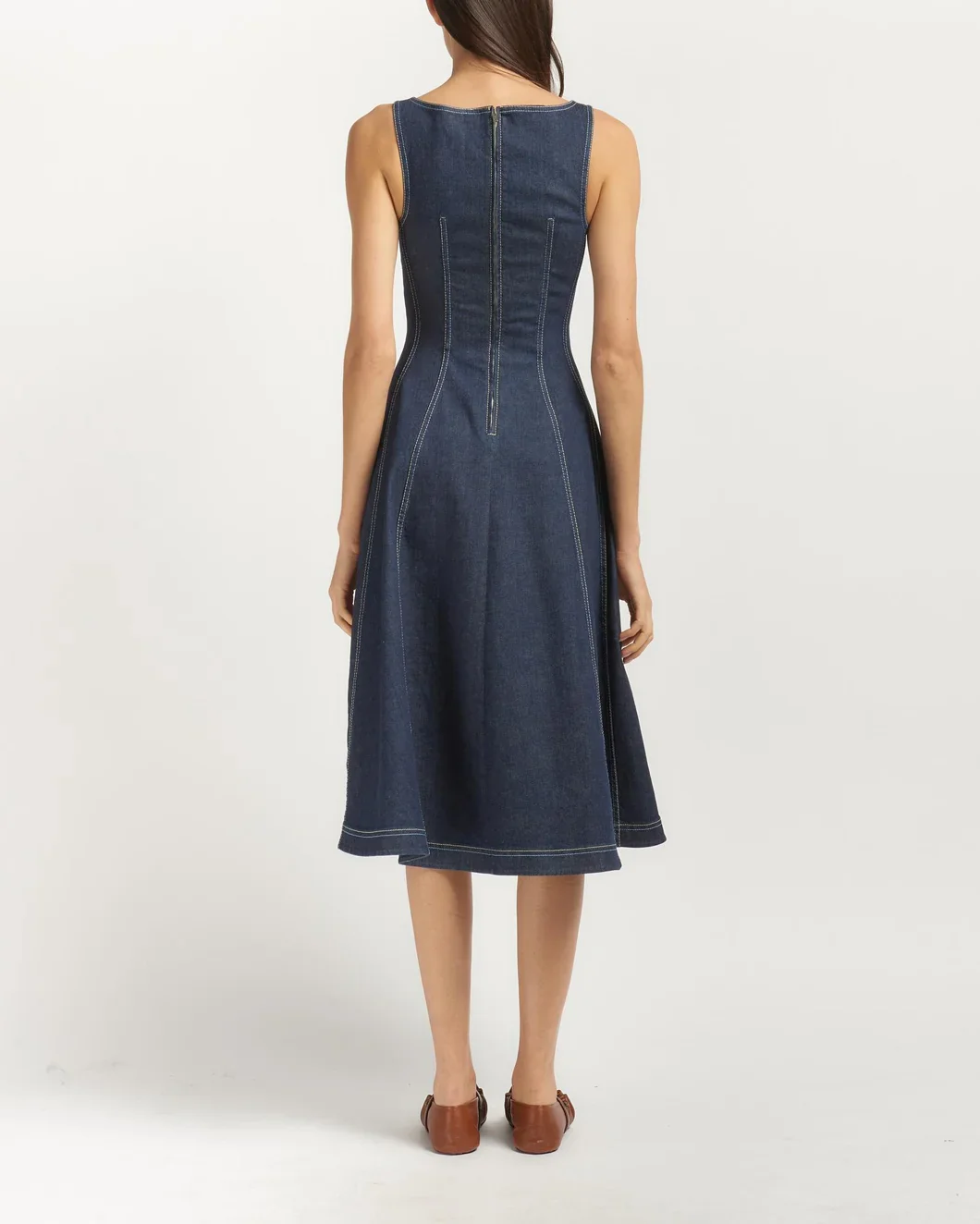 Stretch Denim Midi Balloon Dress - Image 4