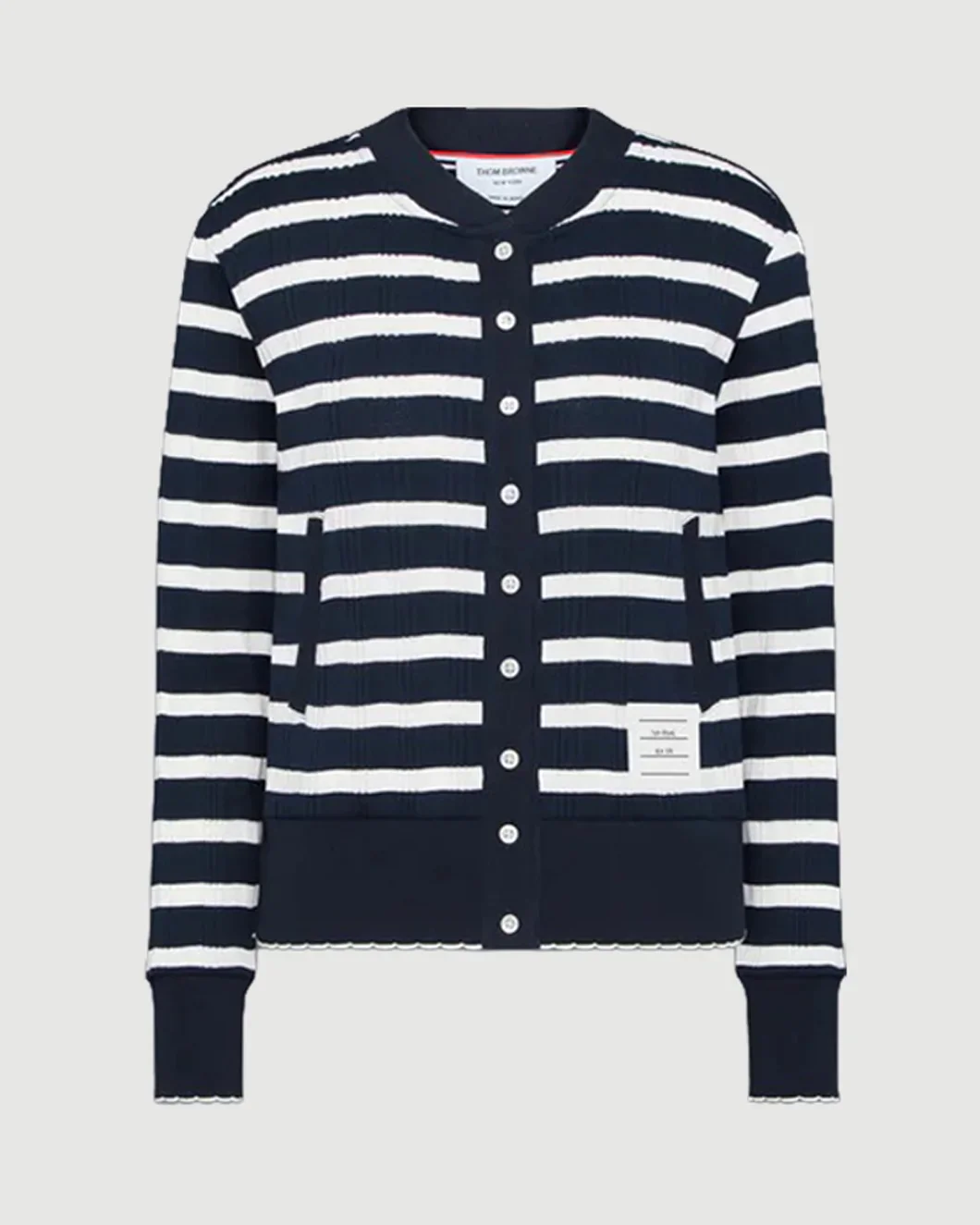 Striped Rib Scallop Edge Cardigan