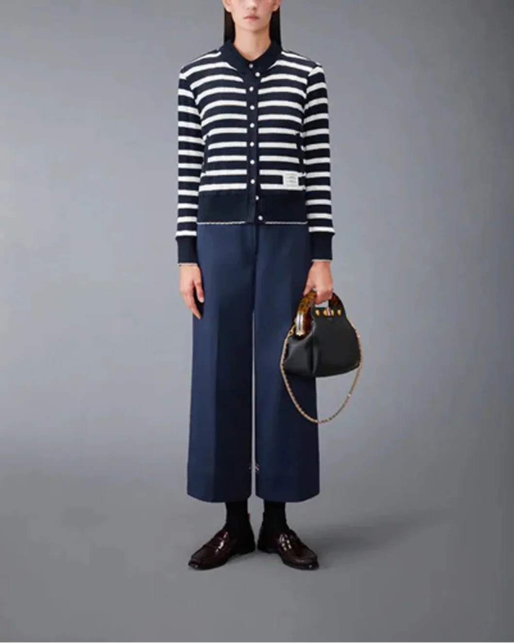 Striped Rib Scallop Edge Cardigan - Image 4