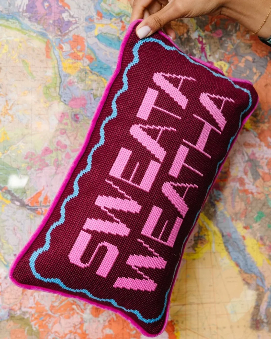 Sweatea Weatha Needlepoint Pillow - Image 3