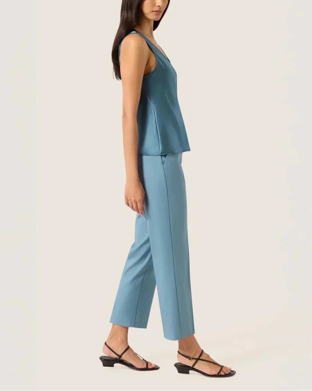 Tank in Silk Charmeuse Steel Blue - Image 3