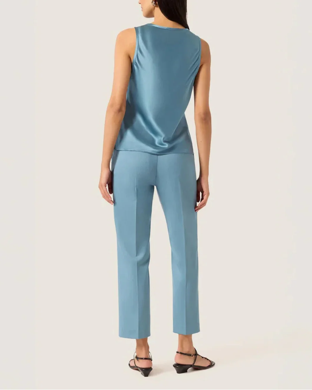 Tank in Silk Charmeuse Steel Blue - Image 4