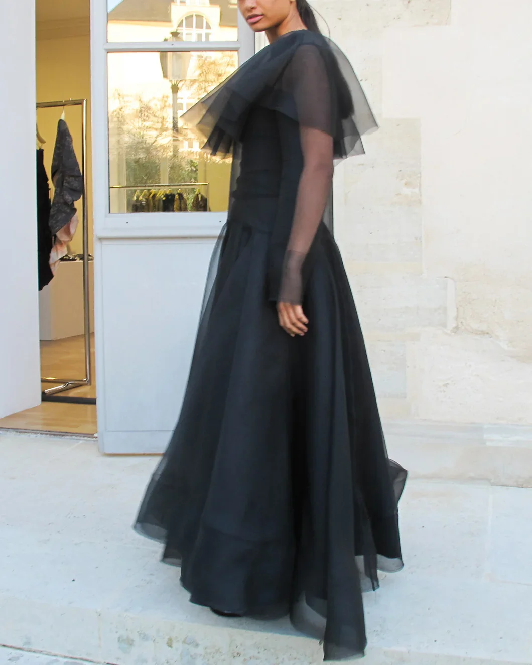 Textured Organza Long Full Circle Dress - Image 3