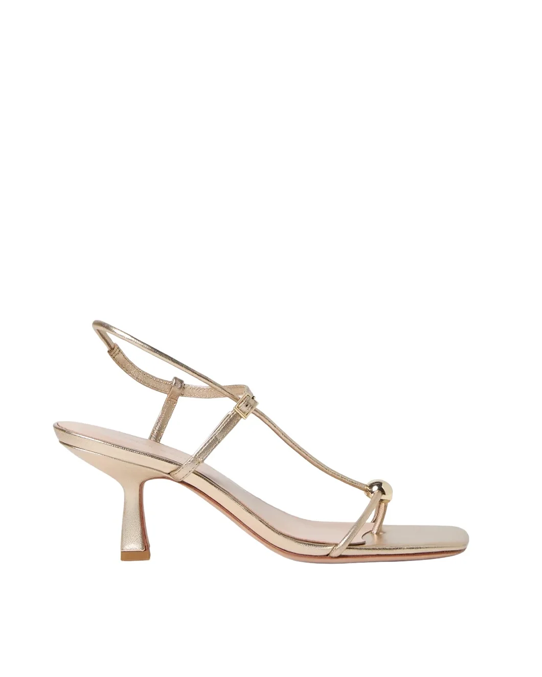Triana Champagne Leather Mid-Heel Sandal