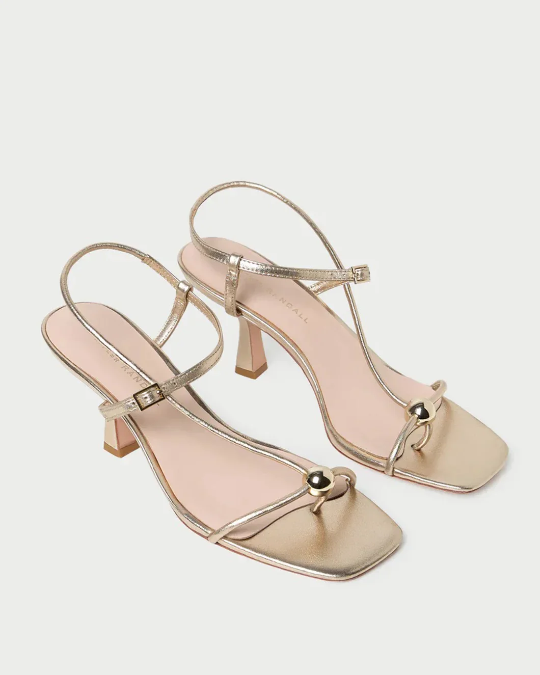 Triana Champagne Leather Mid-Heel Sandal - Image 3