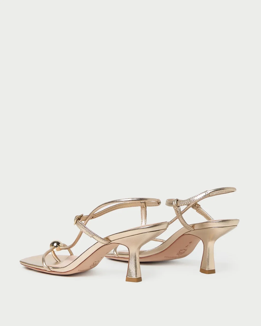 Triana Champagne Leather Mid-Heel Sandal - Image 4